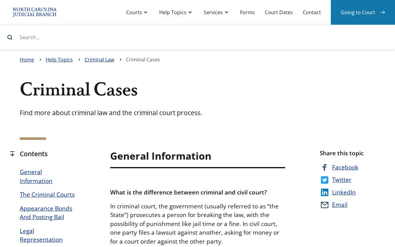 Duplin County criminal court cases information from North Carolina courts