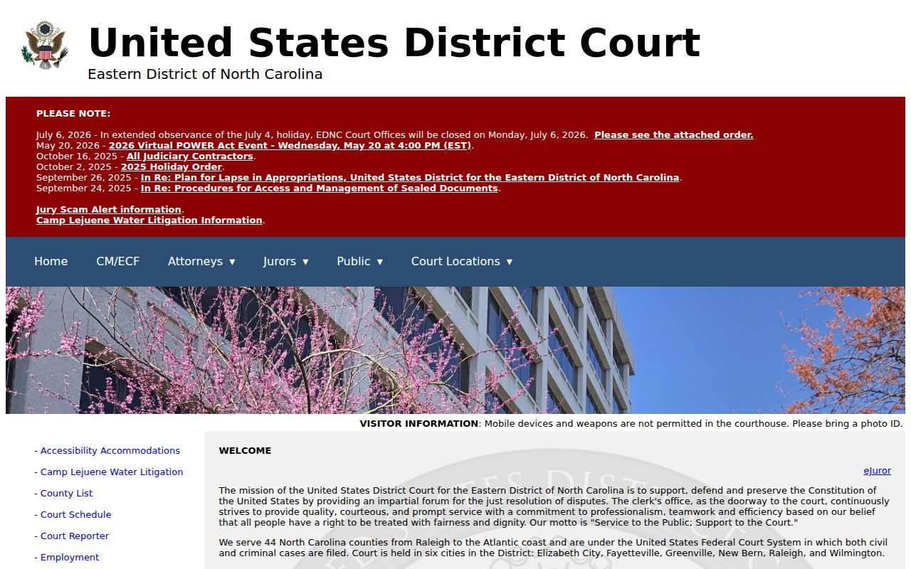Duplin County criminal history Eastern District federal court